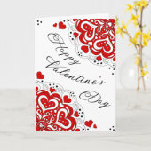 赤いハートドリーバレンタインズデイカード カード (黄色い花)