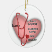 赤いハートナースカスタムナースオーナメント セラミックオーナメント (左)