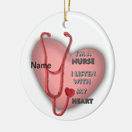 赤いハートナースカスタムナースオーナメント セラミックオーナメント (左)