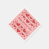 赤いハートハッピーバレンタインデーカスタム文字 スタンダードカクテルナプキン (角)