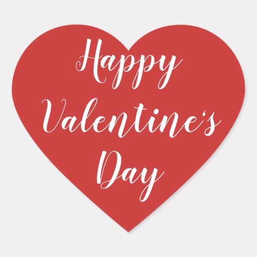 赤いハートハッピーバレンタインデーシール ハートシール (正面)