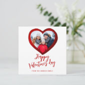 赤いハートハッピーバレンタインデーファミリーフォト シーズンカード (スタンド正面)