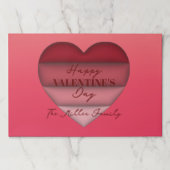 赤いハートハッピーバレンタインデー紙ランチョンマット ペーパーパッド (正面)