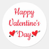 赤いハートハッピーバレンタインデー編集可能エンベロープ ラウンドシール (正面)