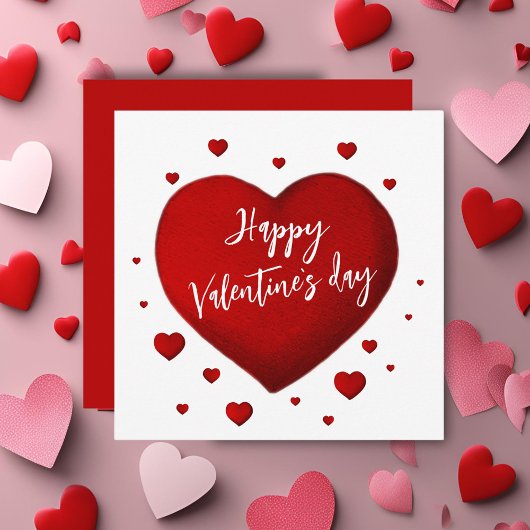 赤いハートハッピーバレンタインデー シーズンカード