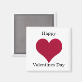 赤いハートハッピーバレンタインデー マグネット (正面/裏面)