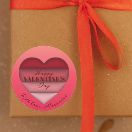 赤いハートハッピーバレンタインデー ラウンドシール