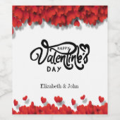 赤いハートハッピーバレンタインデー ワインラベル (シングルラベル)