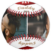 赤いハートハッピーパパの日パパ2フォトコラージュ ソフトボール (正面)