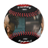 赤いハートハッピーパパの日パパ2フォトコラージュ 野球ボール (正面)