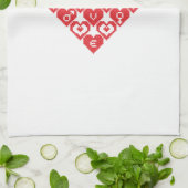 赤いハートハート キッチンタオル (折り畳み)