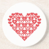 赤いハートハート コースター (正面)