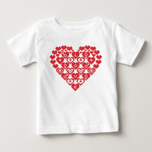 赤いハートハート ベビーTシャツ (正面)
