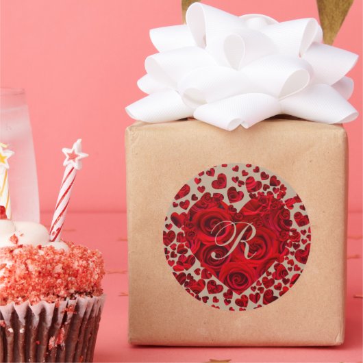 赤いハートバラウェディングRSVP スクエアシール (パーティー)