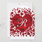 赤いハートバラ結婚式招待状 招待状 (裏面)