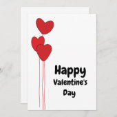 赤いハートバルーズハッピーバレンタインデー シーズンカード (正面/裏面)