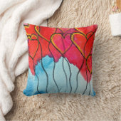 赤いハートバルーンのバレンタインの水色 クッション (ブランケット)