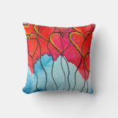 赤いハートバルーンのバレンタインの水色 クッション (正面)