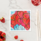 赤いハートバルーンのバレンタインの水色 スタンダードカクテルナプキン (インサイチュ)