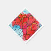 赤いハートバルーンのバレンタインの水色 スタンダードカクテルナプキン (角)