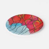 赤いハートバルーンのバレンタインの水色 ペーパープレート (アングル)