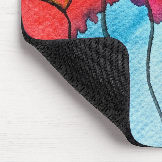 赤いハートバルーンのバレンタインの水色 マウスパッド (コーナー)