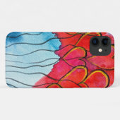 赤いハートバルーンのバレンタインの水色 Case-Mate iPhoneケース (裏面(横))