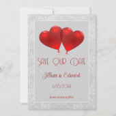 赤いハートバルーンセーブ・ザ・デート案内 案内状 (正面)
