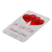 赤いハートバルーン日付マグネットを保存 マグネット (左側)