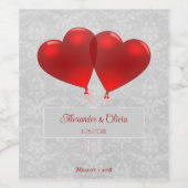 赤いハートバルーン結婚のワインラベル ワインラベル (シングルラベル)