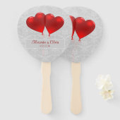 赤いハートバルーン結婚式の引き出物ハンドファン ハンドファン (正面&裏面)