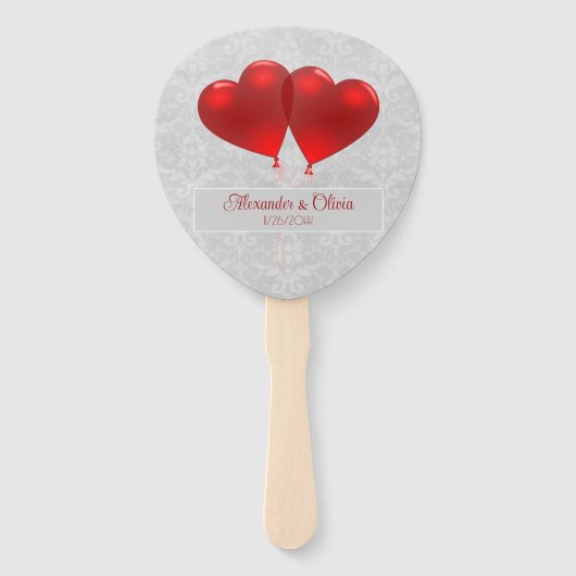 赤いハートバルーン結婚式の引き出物ハンドファン ハンドファン (正面)