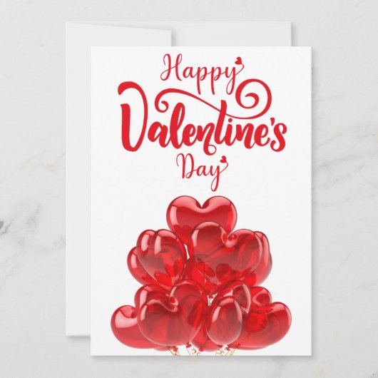 赤いハートバルーンforバレンタイン 招待状 (正面)