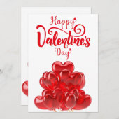 赤いハートバルーンforバレンタイン 招待状 (正面/裏面)