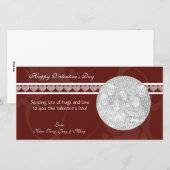 赤いハートバレンタインの写真カード シーズンカード (正面/裏面)