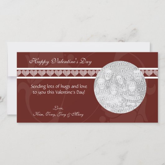 赤いハートバレンタインの写真カード シーズンカード (正面)