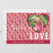 赤いハートバレンタインの台本の家族の写真 シーズンカード (正面)