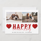 赤いハートバレンタインの台本の家族の写真 シーズンカード (正面)