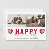 赤いハートバレンタインの台本ファミリー写真ホリ シーズンカード (正面)