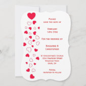 赤いハートバレンタインの結婚式の日付を保存 (裏面)