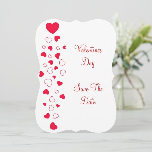 赤いハートバレンタインの結婚式の日付を保存 (スタンド正面)