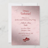 赤いハートバレンタインデイパーティの招待状 招待状 (裏面)