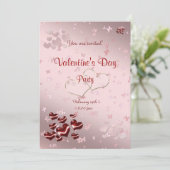 赤いハートバレンタインデイパーティの招待状 招待状 (スタンド正面)