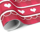 赤いハートバレンタインデーのパターン ラッピングペーパー (ロールコーナー)