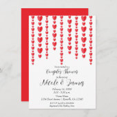 赤いハートバレンタインデーウェディングシャワー 招待状 (正面/裏面)