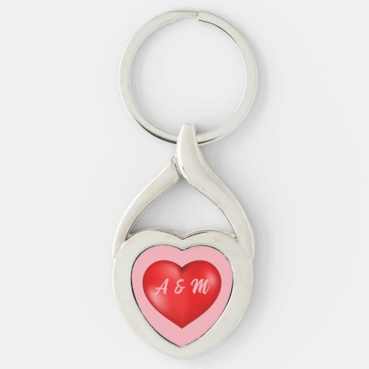 赤いハートバレンタインデーパーソナライズされた キーホルダー (正面)
