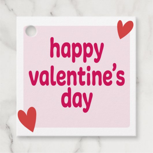 赤いハートバレンタインデーメッセージカード フェイバータグ (正面)