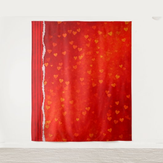 赤いハートバレンタインデー写真BackdropTapestry タペストリー (正面)