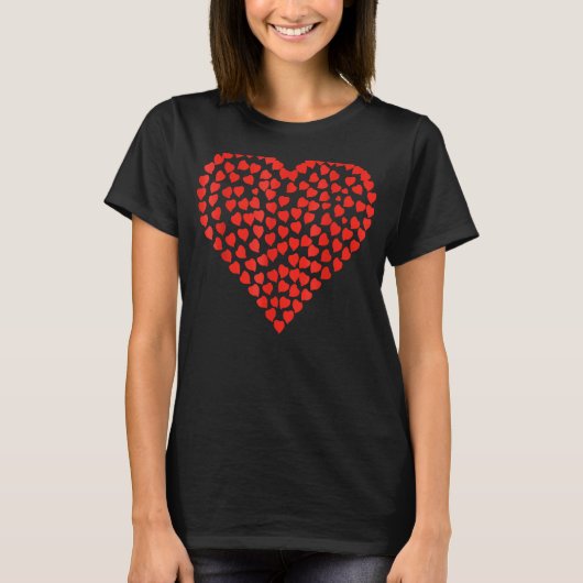 赤いハートバレンタインデー女性女子 Tシャツ (正面)