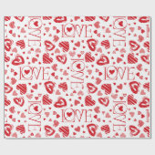 赤いハートバレンタインデー愛 ラッピングペーパー (フラット)